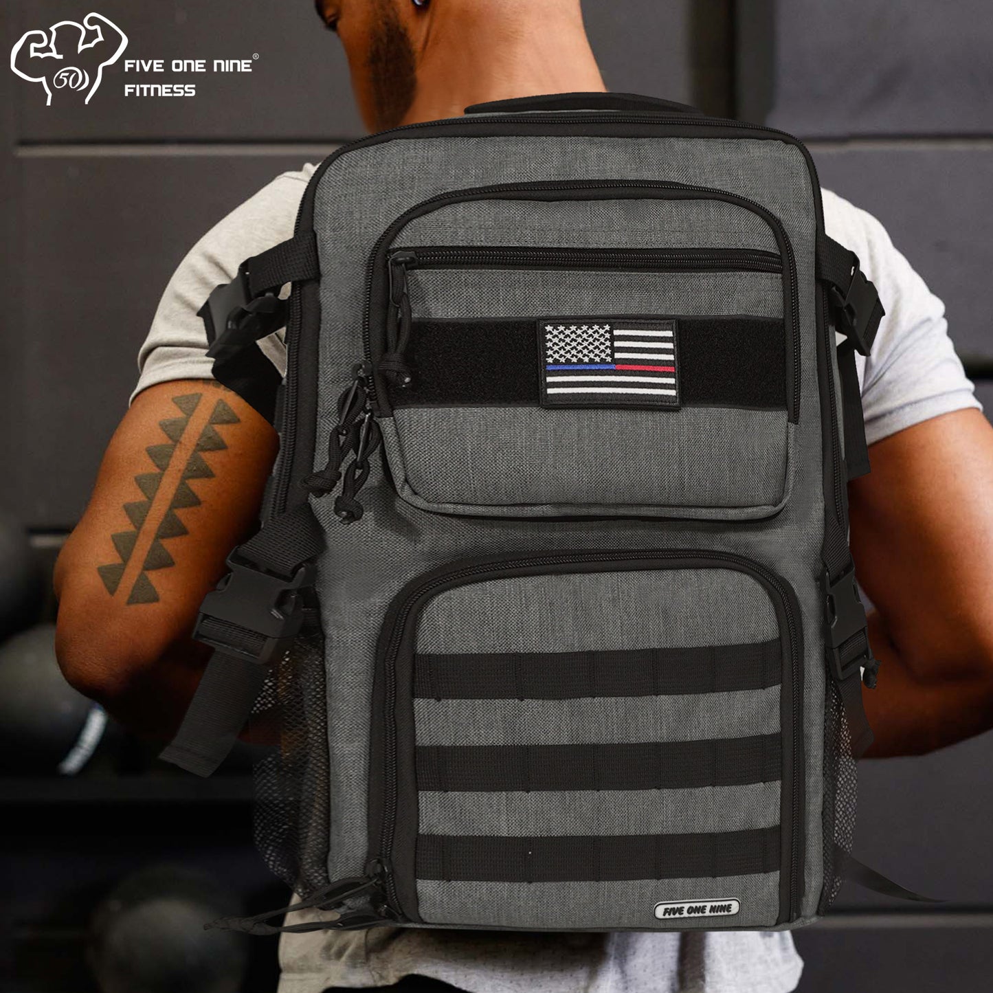 Tactical Meal Prep Backpack,519 Fitness Insulated Lunch Backpack with Removable Meal Compartment,16 Hours Insulation,Hiking Lunch Rucksack with Molle,Heavy Duty Hydration Backpack (Grey)
