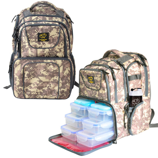 519 Fitness Meal Prep Backpack,Hiking Outdoor Insulated Unisex Lunch Cooler  with Computer Compartment,Include 6 Meal Containers,2 Ice Packs and Shaker